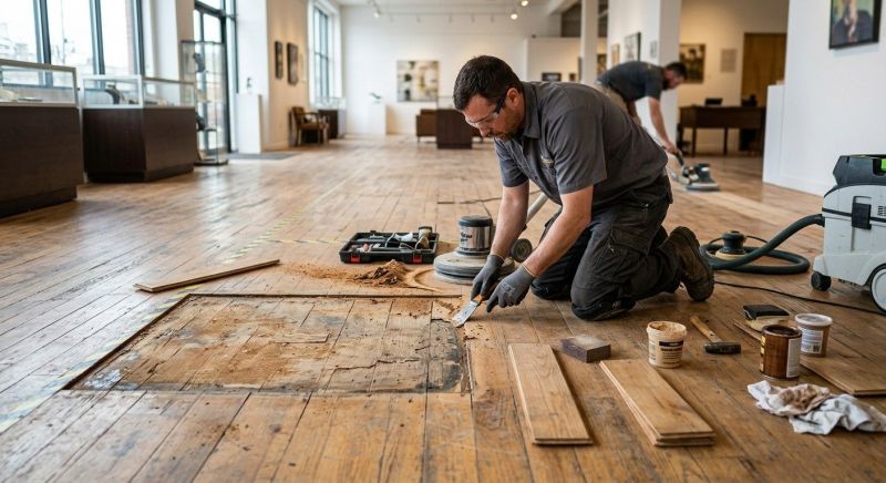 Our team working on Wood Floor Service projects in Plano, TX